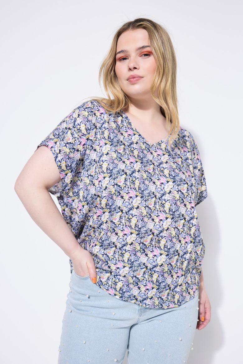 Plus size veliki brojevi Bluza kratkih rukava V ovratnika za punije