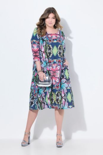 Plus size veliki brojevi Haljina 3/4 rukava A kroja za punije