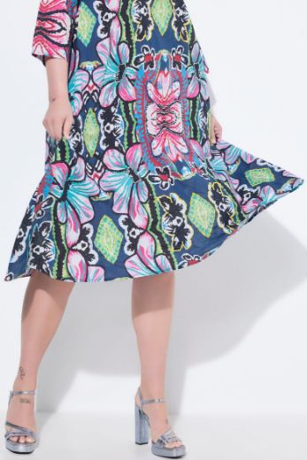 Plus size veliki brojevi Haljina 3/4 rukava A kroja za punije