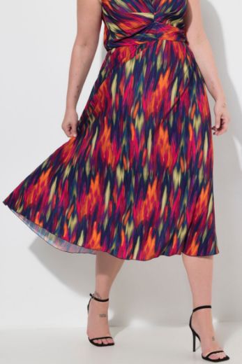 Plus size veliki brojevi Haljina midi bez rukava V ovratnika za punije