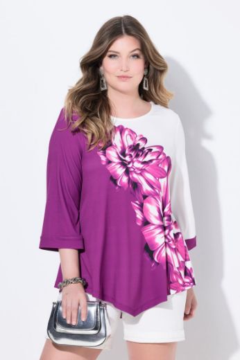 Plus size veliki brojevi Majica 3/4 rukava cvjetnog uzorka za punije