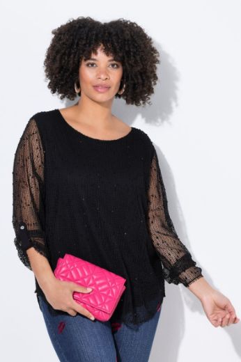 Plus size veliki brojevi Bluza 3/4 rukava mrežastog uzorka za punije