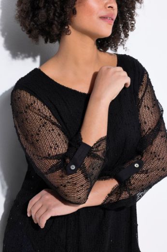 Plus size veliki brojevi Bluza 3/4 rukava mrežastog uzorka za punije