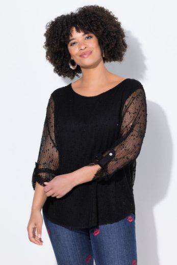 Plus size veliki brojevi Bluza 3/4 rukava mrežastog uzorka za punije