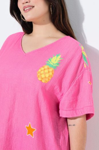 Plus size veliki brojevi Bluza od muslina kratkih rukava za punije