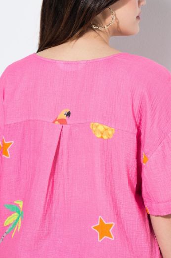 Plus size veliki brojevi Bluza od muslina kratkih rukava za punije