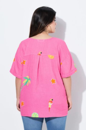 Plus size veliki brojevi Bluza od muslina kratkih rukava za punije