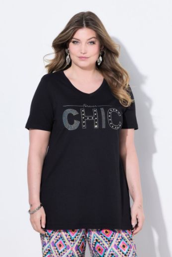 Plus size veliki brojevi Majica kratkih rukava V ovratnika za punije