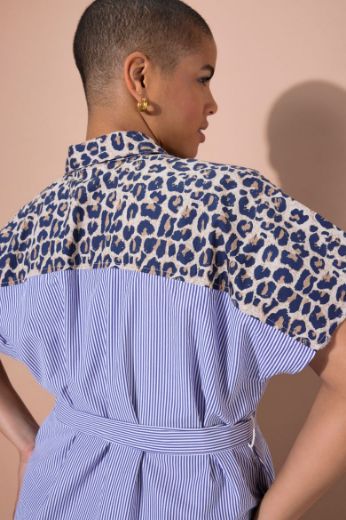 Plus size veliki brojevi Haljina kratkih rukava na kopčanje za punije