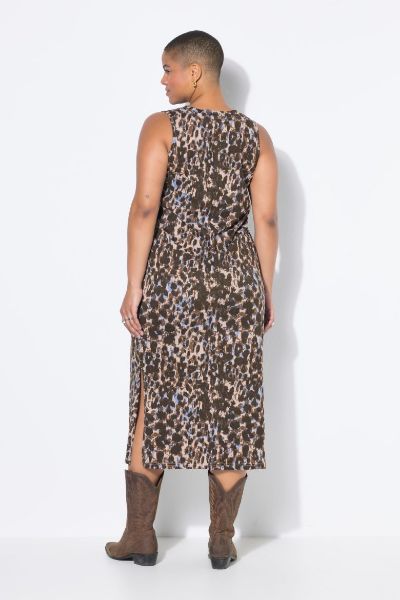 Veliki brojevi Haljina maxi bez rukava s leopard uzorkom moda za punije