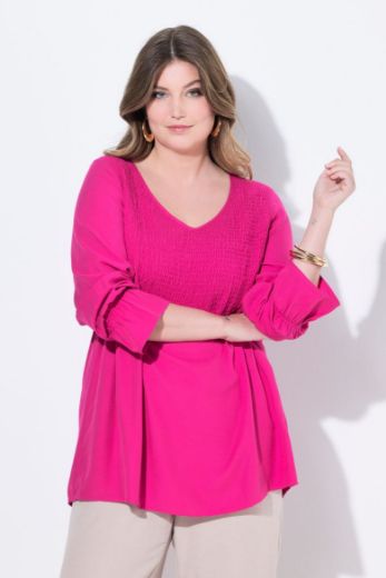 Plus size veliki brojevi Bluza dugih rukava V ovratnika za punije