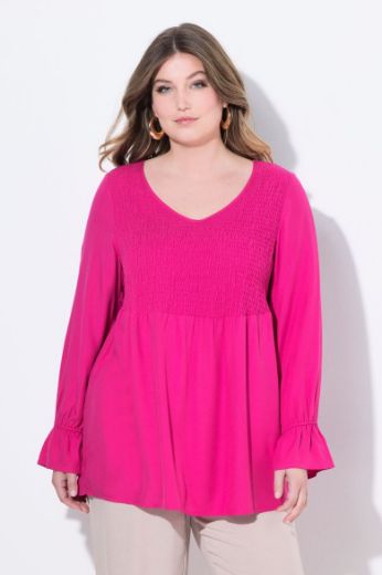 Plus size veliki brojevi Bluza dugih rukava V ovratnika za punije