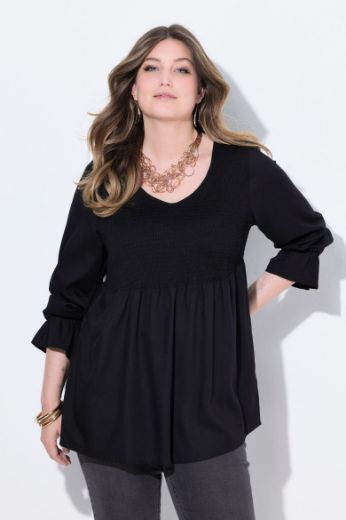 Plus size veliki brojevi Bluza dugih rukava V ovratnika za punije