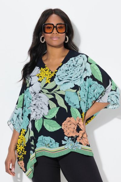 Veliki brojevi Bluza 3/4 rukava V ovratnika moda za punije