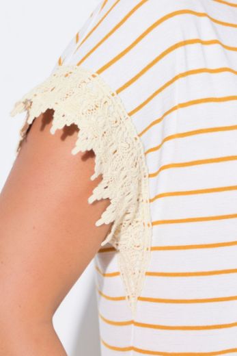 Plus size veliki brojevi Majica kratkih rukava na pruge za punije