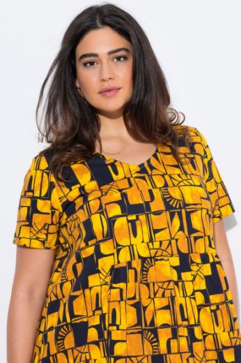 Plus size veliki brojevi Haljina midi kratkih rukava za punije