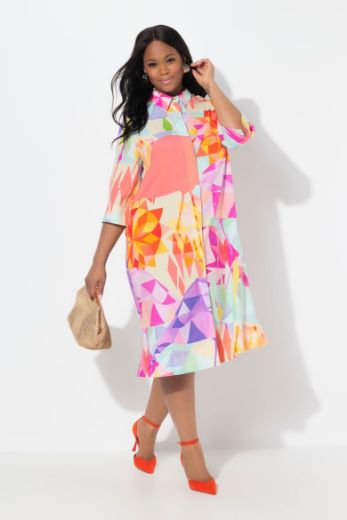 Plus size veliki brojevi Haljina midi 3/4 rukava za punije