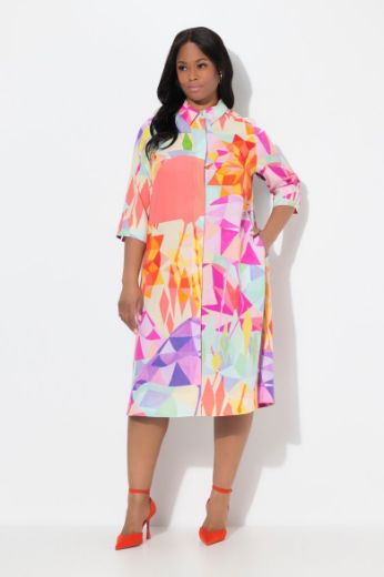 Plus size veliki brojevi Haljina midi 3/4 rukava za punije