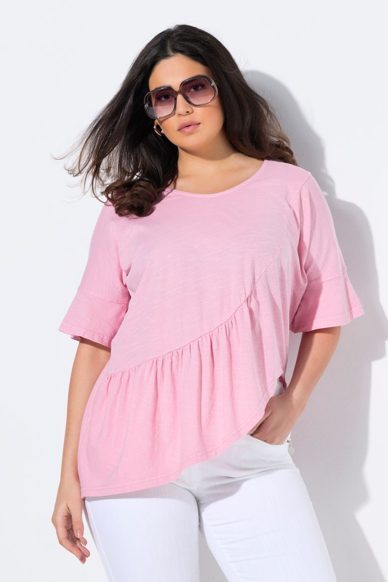Plus size veliki brojevi Majica kratkih rukava na volane za punije