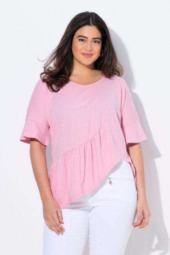 Plus size veliki brojevi Majica kratkih rukava na volane za punije