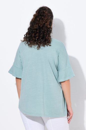 Plus size veliki brojevi Majica kratkih rukava na volane za punije
