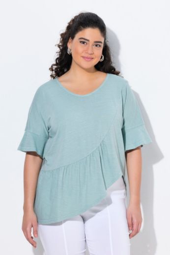 Plus size veliki brojevi Majica kratkih rukava na volane za punije