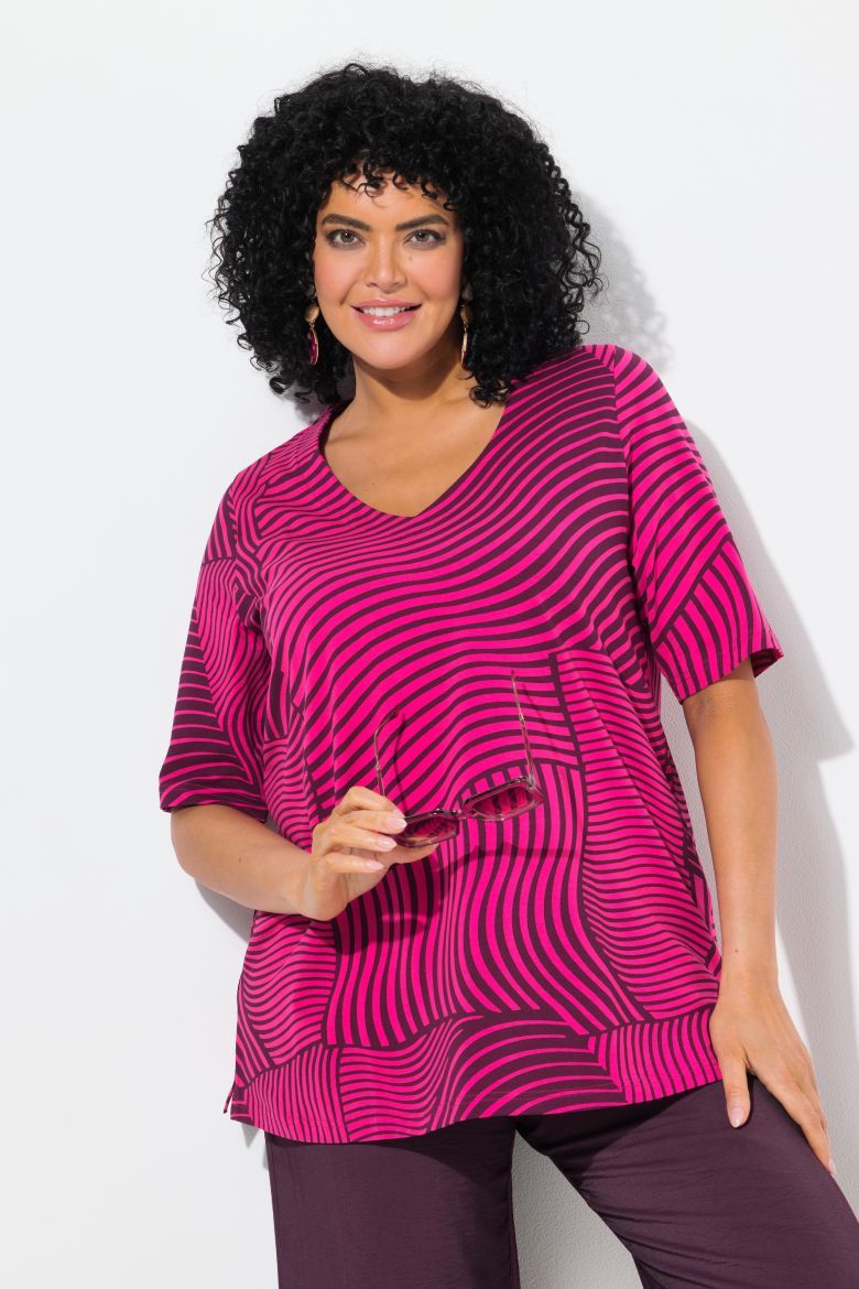 Plus size veliki brojevi Majica kratkih rukava V ovratnika za punije