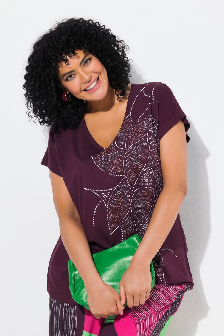 Plus size veliki brojevi Majica kratkih rukava V ovratnika za punije