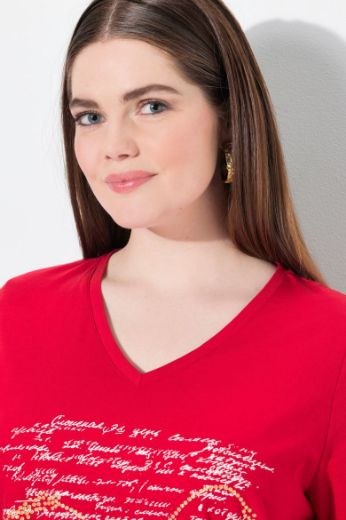 Plus size veliki brojevi Majica kratkih rukava V ovratnika za punije