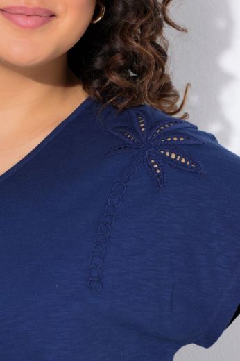 Plus size veliki brojevi Majica kratkih rukava V ovratnika za punije