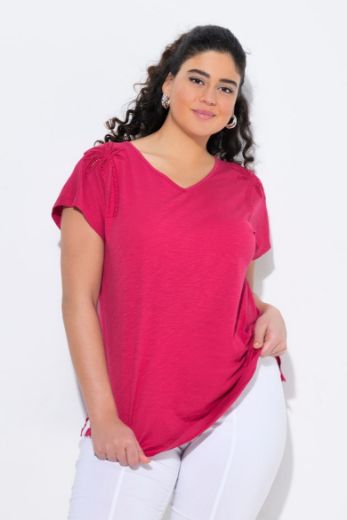 Plus size veliki brojevi Majica kratkih rukava V ovratnika za punije