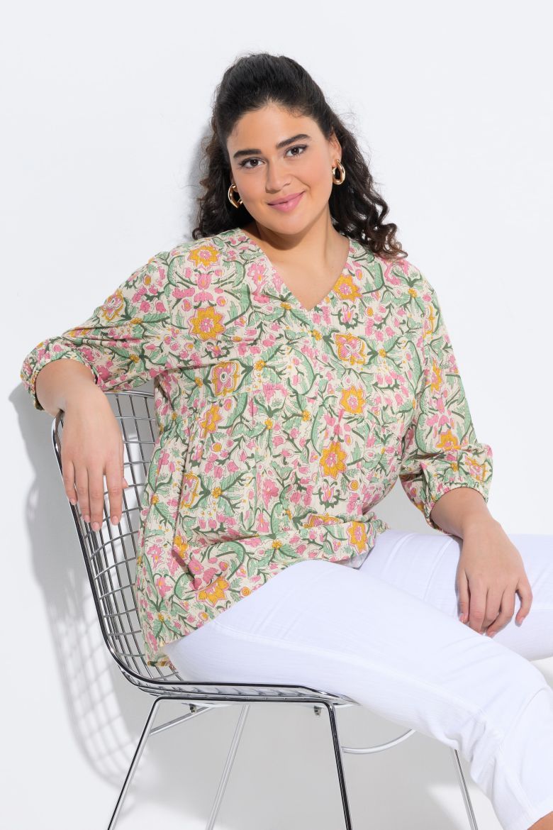 Plus size veliki brojevi Bluza 3/4 rukava A kroja za punije