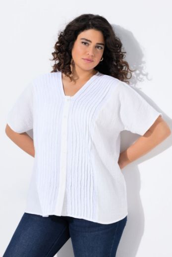 Plus size veliki brojevi Bluza kratkih rukava od muslina za punije