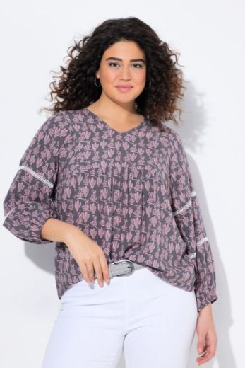 Plus size veliki brojevi Bluza 3/4 rukava V ovratnika za punije
