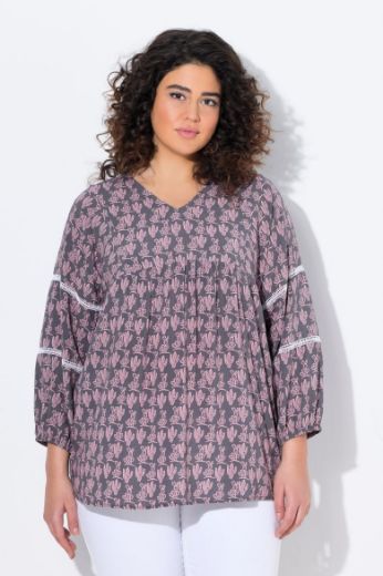 Plus size veliki brojevi Bluza 3/4 rukava V ovratnika za punije
