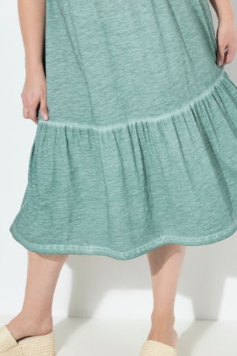 Plus size veliki brojevi Haljina midi bez rukava na volane za punije