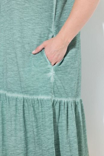 Plus size veliki brojevi Haljina midi bez rukava na volane za punije