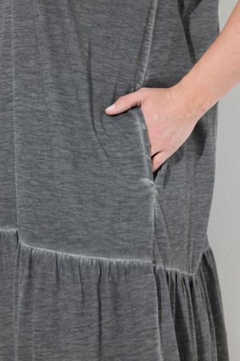 Plus size veliki brojevi Haljina midi bez rukava na volane za punije
