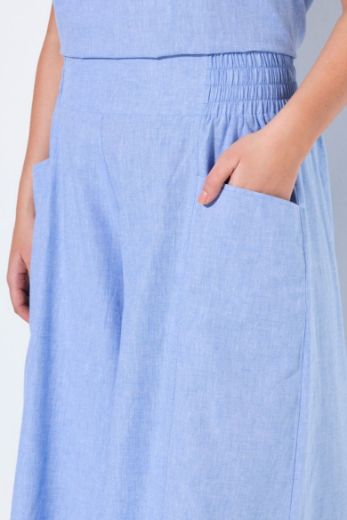 Plus size veliki brojevi Hlače širokih nogavica od mješavine lana za punije
