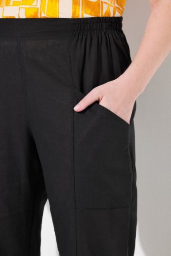 Plus size veliki brojevi Hlače širokih nogavica od mješavine lana za punije