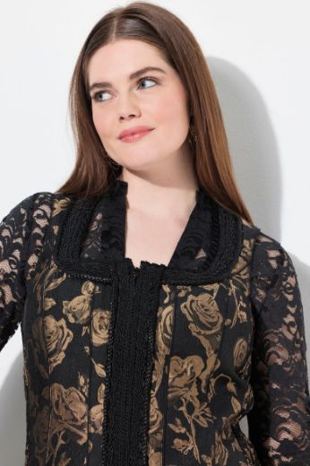 Plus size veliki brojevi Bluza s patentnim zatvaračem i ukrasnom čipkom za punije
