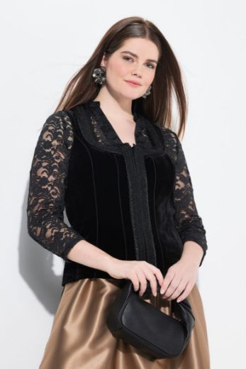 Plus size veliki brojevi Bluza s patentnim zatvaračem i ukrasnom čipkom za punije