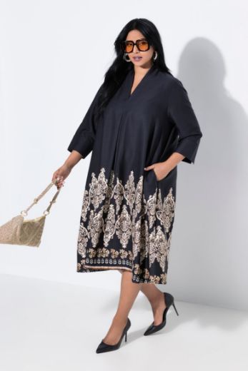 Plus size veliki brojevi Haljina midi 3/4 rukava za punije