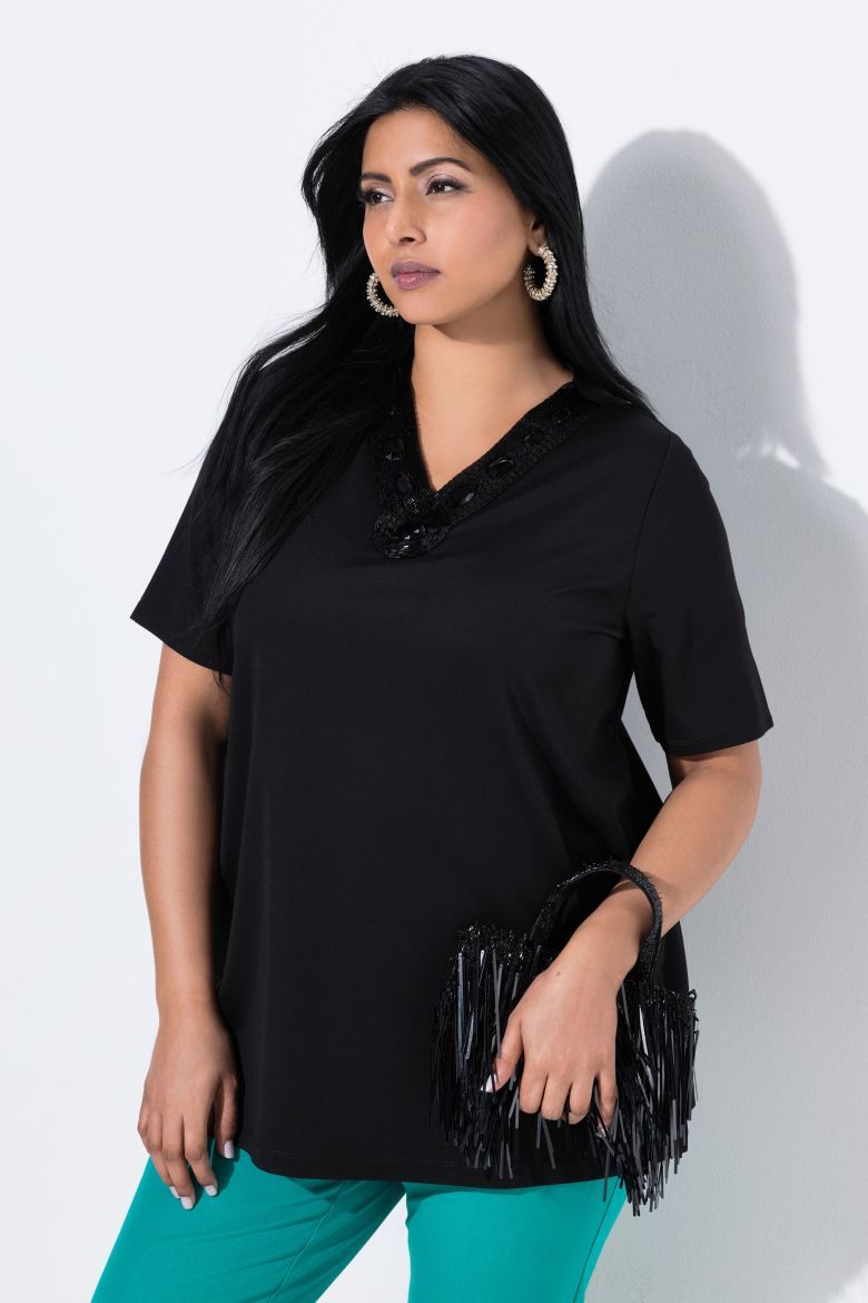 Plus size veliki brojevi Majica kratkih rukava V ovratnika za punije