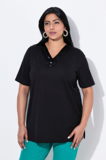 Plus size veliki brojevi Majica kratkih rukava V ovratnika za punije