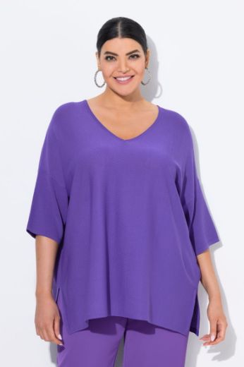 Plus size veliki brojevi Pulover V ovratnika 3/4 rukava za punije
