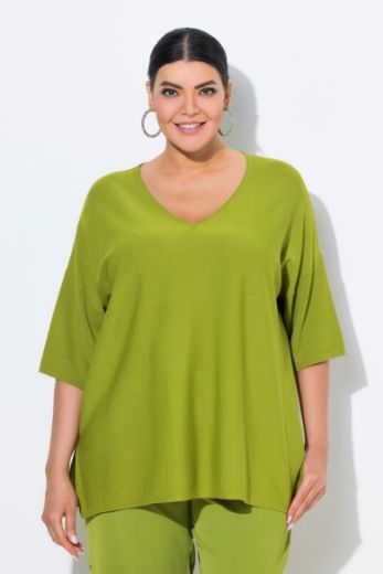 Plus size veliki brojevi Pulover V ovratnika 3/4 rukava za punije