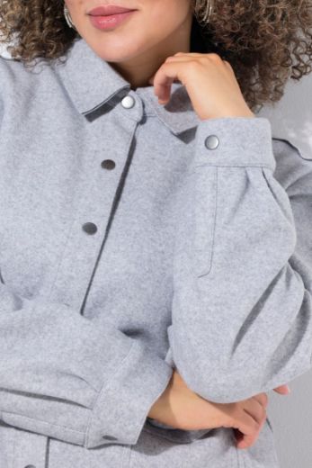 Plus size veliki brojevi Jakna lagana na kopčanje kraćeg kroja za punije