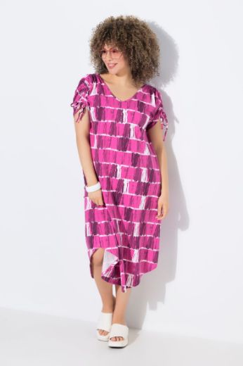 Plus size veliki brojevi Haljina midi kratkih rukava V ovratnika za punije