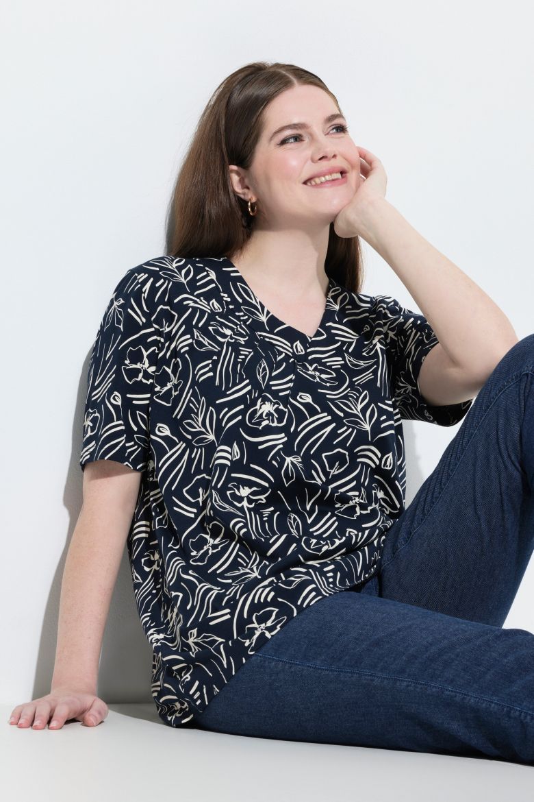 Plus size veliki brojevi Majica kratkih rukava V ovratnika za punije